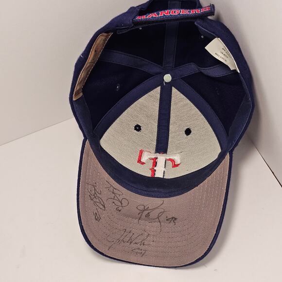 Signed Texas Rangers MLB Cap Baseball Hat Twins Enterprise Vintage Strapback - Picture 10 of 10